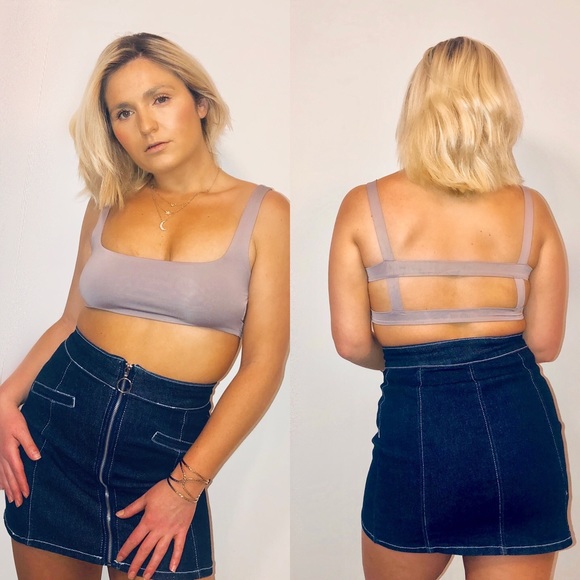 Mauve purple caged slinky knit bra Top! - Picture 3 of 5